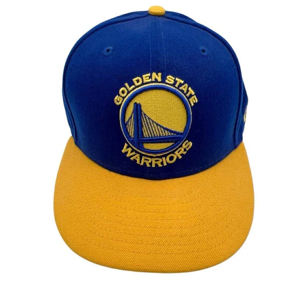 Golden State Warriors New Era NBA Fitted Hat Cap Blue Yellow